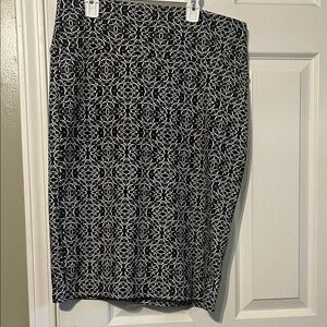 Lularoe Cassie Elegant Black and White Patterned Skirt- XL